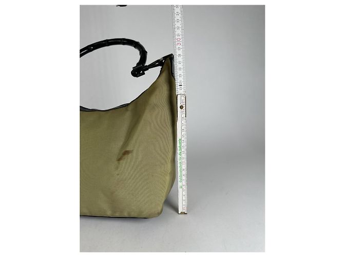 Bamboo Vintage Gucci Polyester-Leder Tasche mit Bambusgriff Khaki - Ansicht 10