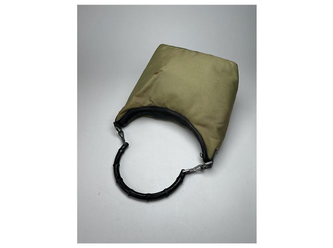 Bamboo Vintage Gucci Polyester-Leder Tasche mit Bambusgriff Khaki - Ansicht 3
