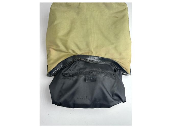 Bamboo Vintage Gucci Polyester-Leder Tasche mit Bambusgriff Khaki - Ansicht 8
