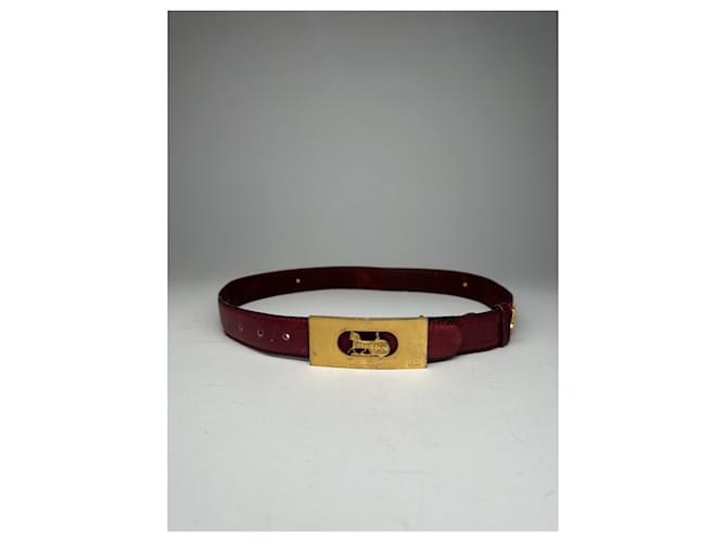 Céline Vintage Celine Leder Gürtel burgunderrot Bordeaux - Ansicht 2