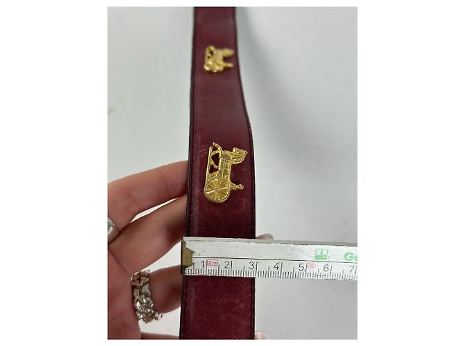 Céline Vintage Celine Leder Gürtel burgunderrot Bordeaux - Ansicht 4