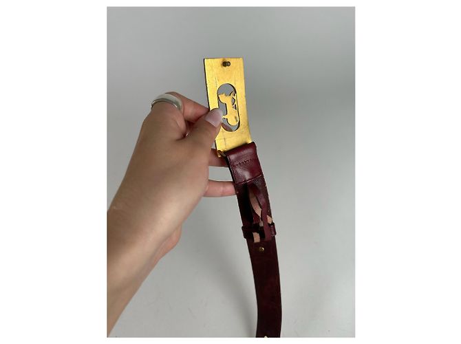 Céline Vintage Celine Leder Gürtel burgunderrot Bordeaux - Ansicht 5
