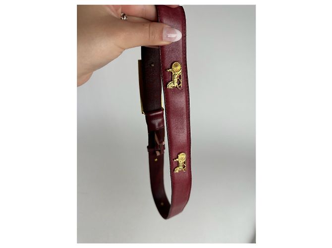 Céline Vintage Celine Leder Gürtel burgunderrot Bordeaux - Ansicht 6