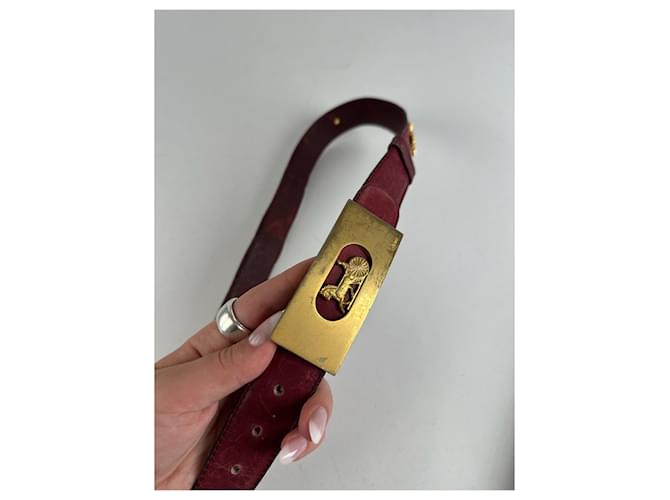 Céline Vintage Celine Leder Gürtel burgunderrot Bordeaux - Ansicht 8