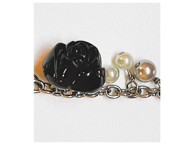 Bracciale DOLCE & GABBANA acciaio con perle cuore rosa argento - vista 2