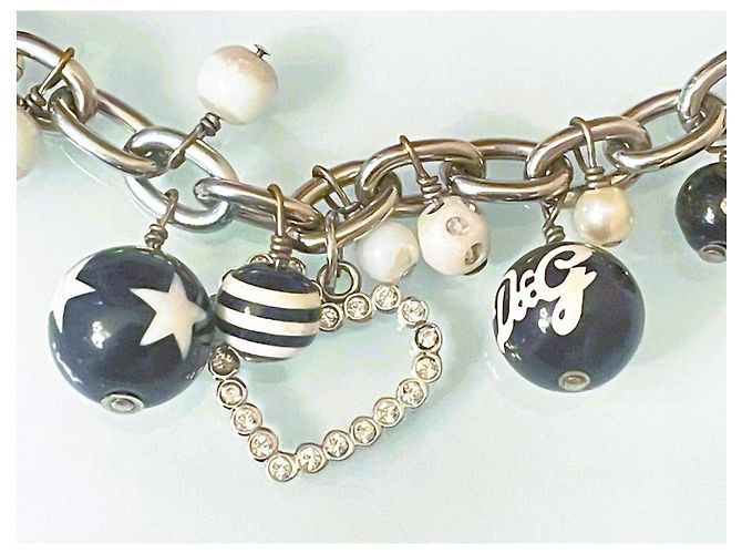 Bracciale DOLCE & GABBANA acciaio con perle cuore rosa argento - vista 5