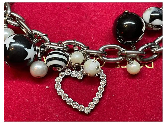 Bracciale DOLCE & GABBANA acciaio con perle cuore rosa argento - vista 9