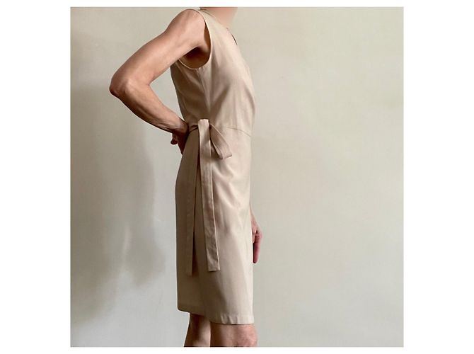 Kenzo Beige ärmelloses Wickelkleid Größe 36-38 - Ansicht 10
