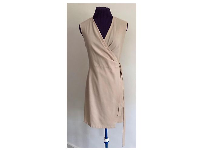 Kenzo Beige ärmelloses Wickelkleid Größe 36-38 - Ansicht 12