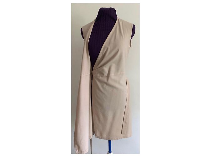 Kenzo Beige ärmelloses Wickelkleid Größe 36-38 - Ansicht 13