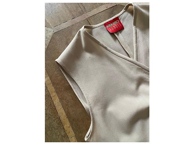 Kenzo Beige ärmelloses Wickelkleid Größe 36-38 - Ansicht 6
