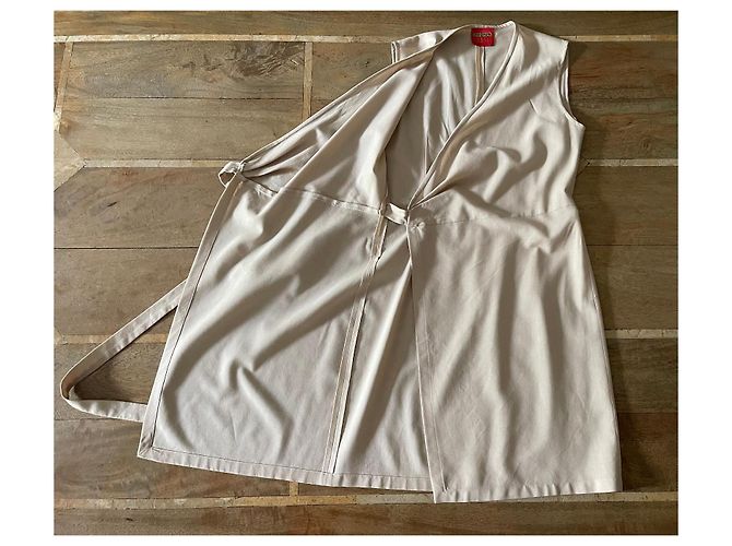 Kenzo Beige ärmelloses Wickelkleid Größe 36-38 - Ansicht 7