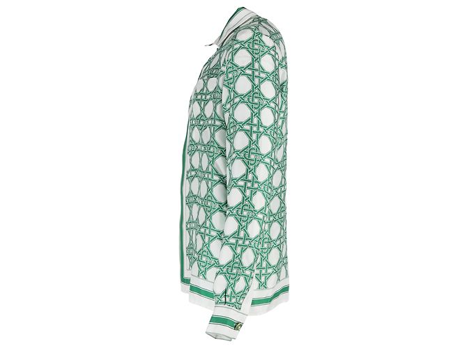 Autre Marque Camicia a motivo geometrico Casablanca in seta verde Multicolore - vista 2