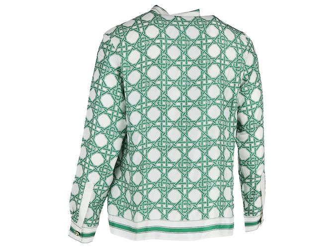 Autre Marque Camicia a motivo geometrico Casablanca in seta verde Multicolore - vista 3