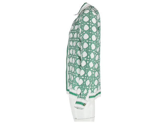 Autre Marque Camicia a motivo geometrico Casablanca in seta verde Multicolore - vista 5