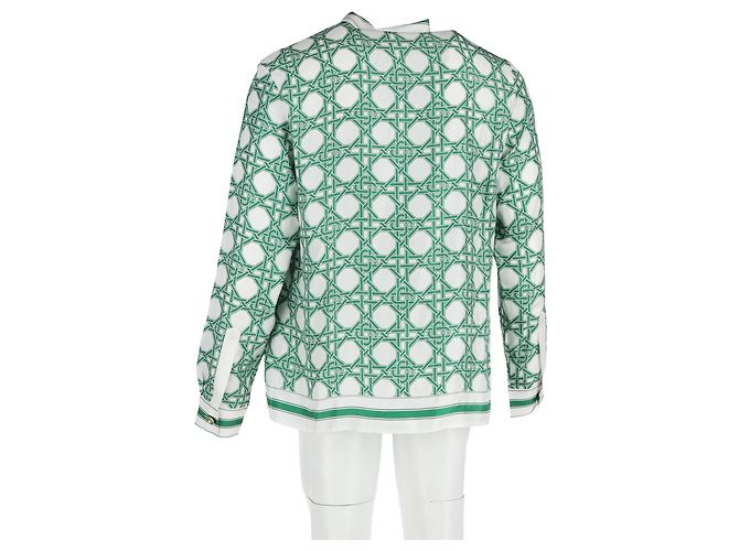 Autre Marque Camicia a motivo geometrico Casablanca in seta verde Multicolore - vista 6