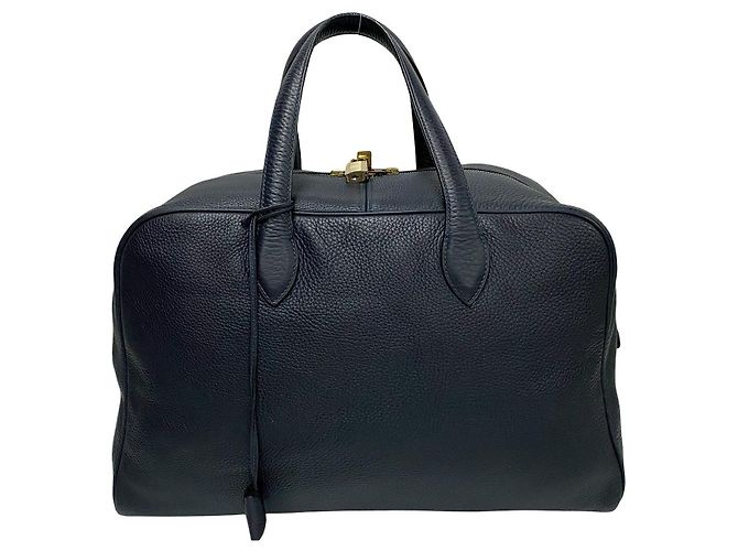 Hermès Borsa Boston Hermes Victoria 43 in Taurillon Clemence Blu - vista 2