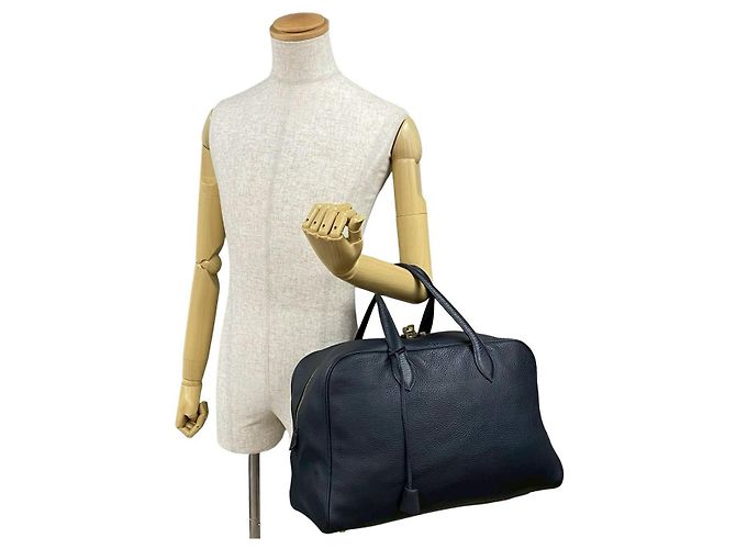 Hermès Borsa Boston Hermes Victoria 43 in Taurillon Clemence Blu - vista 3