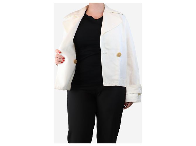 Vince Giacca in lino e cotone crema - taglia M Crudo - vista 4