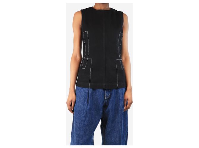 Marni Ärmelloses schwarzes Top mit Kontrastnähten - size UK 6 - Ansicht 3