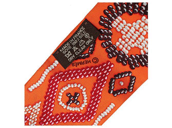 Hermès Arancione Kelly in Perle Sciarpa in Seta Twilly - vista 3