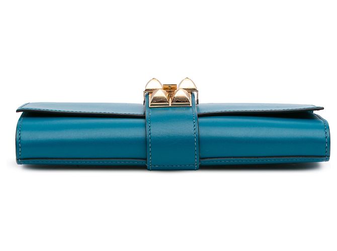 Clutch Medor 23 in Tadelakt Blu Hermès - vista 3
