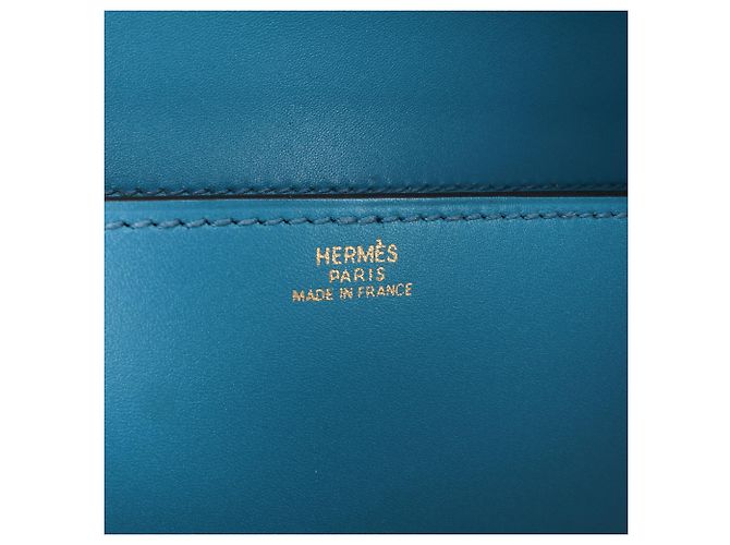 Clutch Medor 23 in Tadelakt Blu Hermès - vista 5