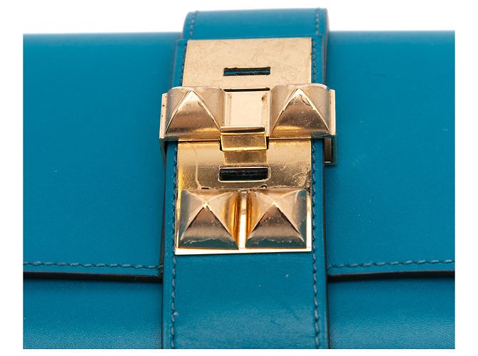 Clutch Medor 23 in Tadelakt Blu Hermès - vista 6