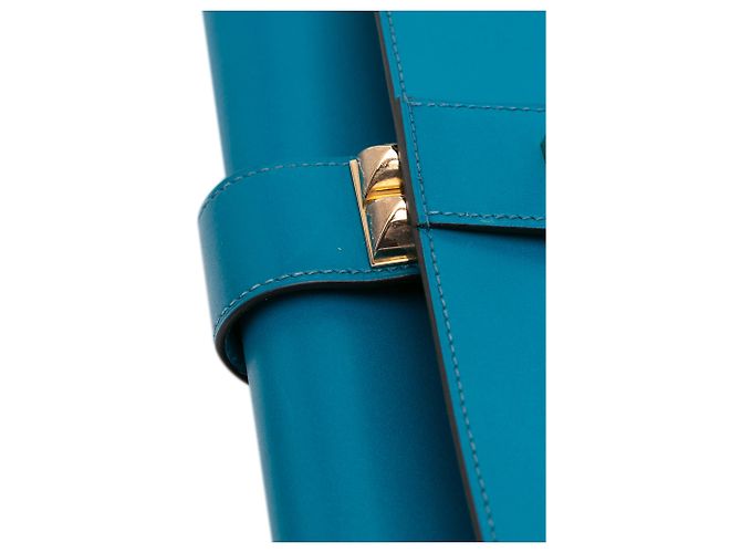 Clutch Medor 23 in Tadelakt Blu Hermès - vista 9
