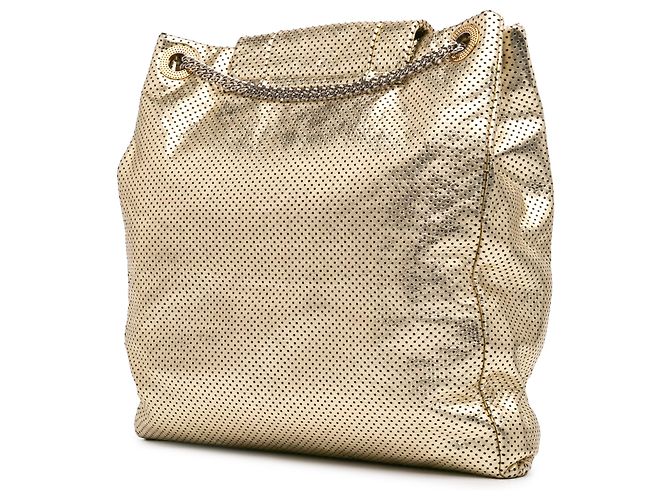 Chanel Gold Perforiertes, rissiges Metallic-Kalbsleder Drill Tote Golden - Ansicht 2