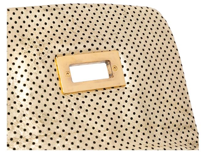 Chanel Gold Perforiertes, rissiges Metallic-Kalbsleder Drill Tote Golden - Ansicht 8
