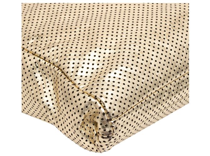 Chanel Gold Perforiertes, rissiges Metallic-Kalbsleder Drill Tote Golden - Ansicht 9