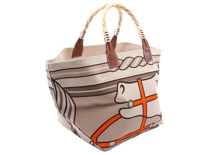 Hermès Marrón Toile H Plume Quadrige al Hilo Steeple 31 Castaño Beige - vista 2