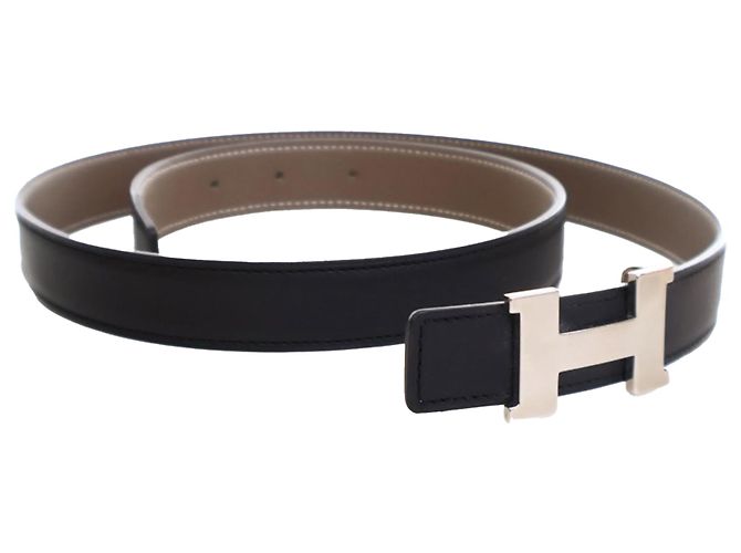 Cintura reversibile Constance H in Epsom e Swift nera di Hermès Taupe - vista 2