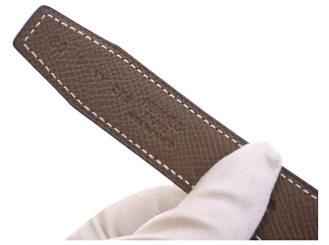 Cintura reversibile Constance H in Epsom e Swift nera di Hermès Taupe - vista 5