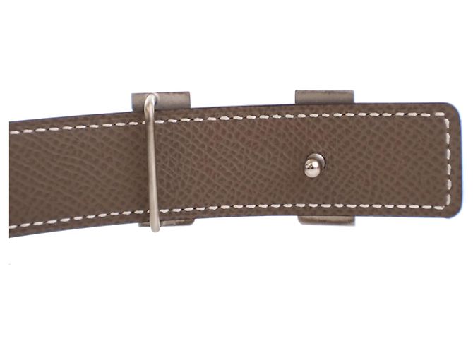 Cintura reversibile Constance H in Epsom e Swift nera di Hermès Taupe - vista 7