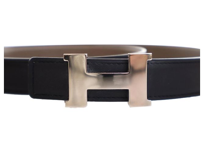 Cintura reversibile Constance H in Epsom e Swift nera di Hermès Taupe - vista 8