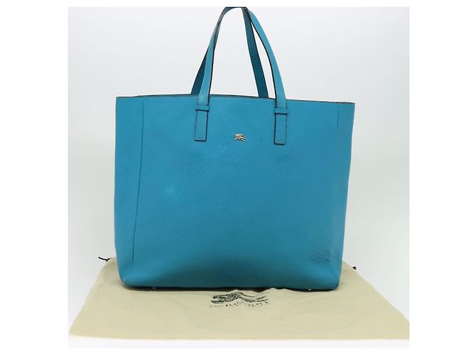 Borsa tote in pelle blu argento Auth bs24752 di BURBERRY - vista 12