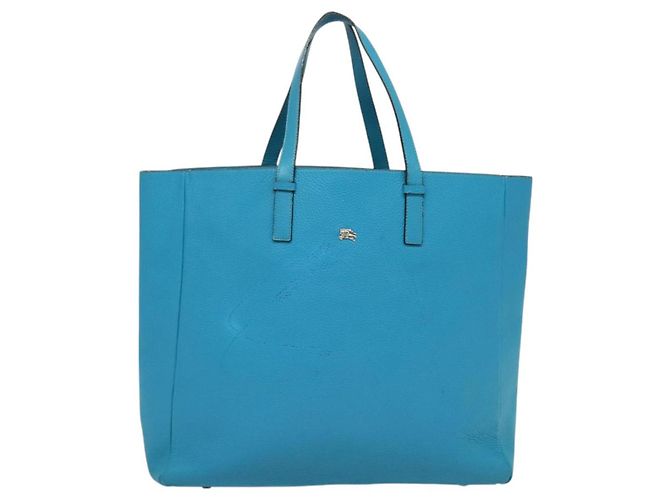 Borsa tote in pelle blu argento Auth bs24752 di BURBERRY - vista 13
