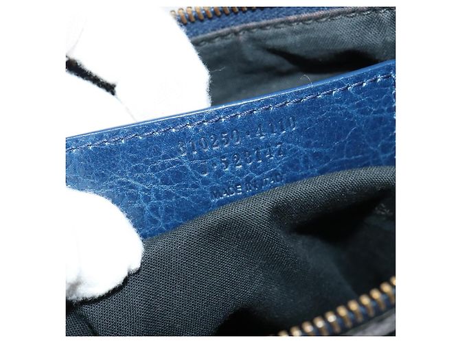 Borsa a spalla piatta classica in pelle blu BALENCIAGA Auth bs24746 - vista 12