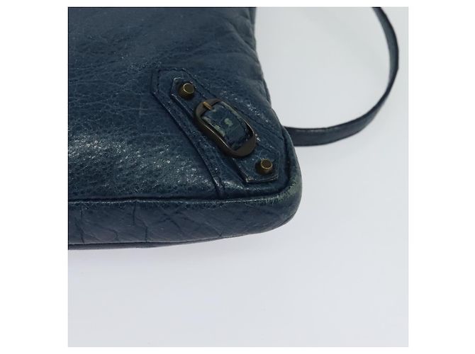 Borsa a spalla piatta classica in pelle blu BALENCIAGA Auth bs24746 - vista 14