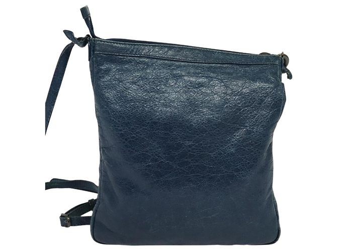 Borsa a spalla piatta classica in pelle blu BALENCIAGA Auth bs24746 - vista 2