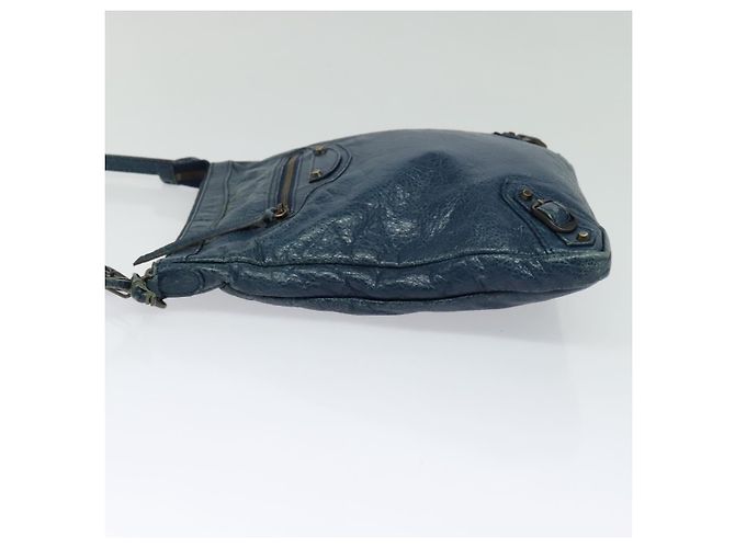 Borsa a spalla piatta classica in pelle blu BALENCIAGA Auth bs24746 - vista 3