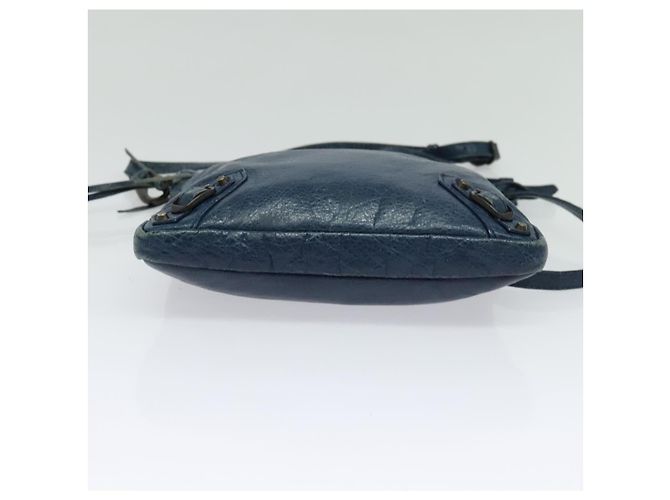 Borsa a spalla piatta classica in pelle blu BALENCIAGA Auth bs24746 - vista 5