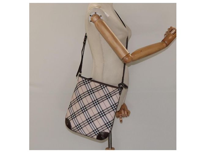 Borsa a spalla Burberry Nova Check Blue Label in tela beige Auth 119982 - vista 20