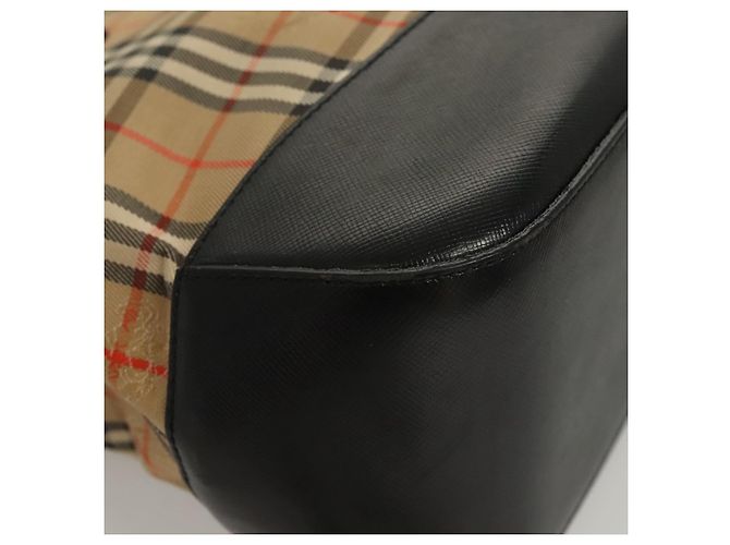 Autre Marque Bolsa de mão em lona bege com estampa Nova Check da Burberrys, dourada, autêntica BA1414 Dourado - vista 10