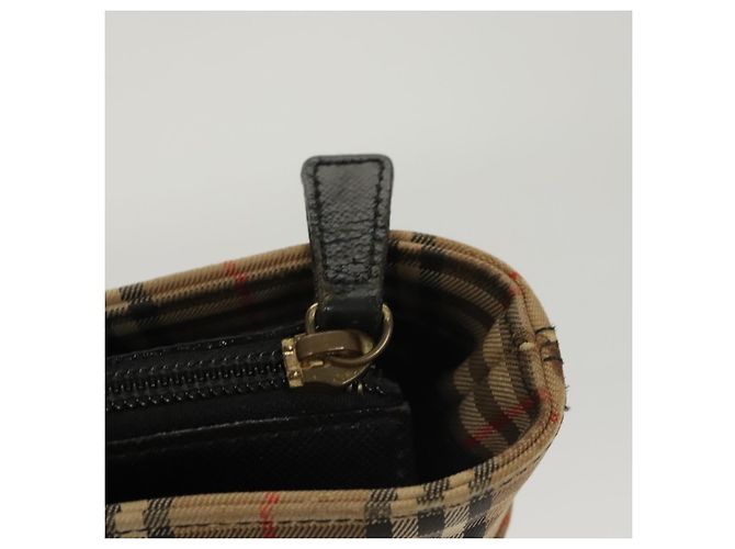 Autre Marque Bolsa de mão em lona bege com estampa Nova Check da Burberrys, dourada, autêntica BA1414 Dourado - vista 11