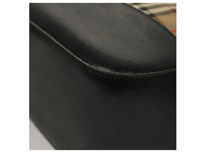 Autre Marque Bolsa de mão em lona bege com estampa Nova Check da Burberrys, dourada, autêntica BA1414 Dourado - vista 14