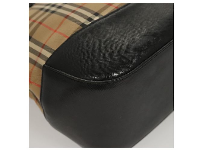 Autre Marque Bolsa de mão em lona bege com estampa Nova Check da Burberrys, dourada, autêntica BA1414 Dourado - vista 15