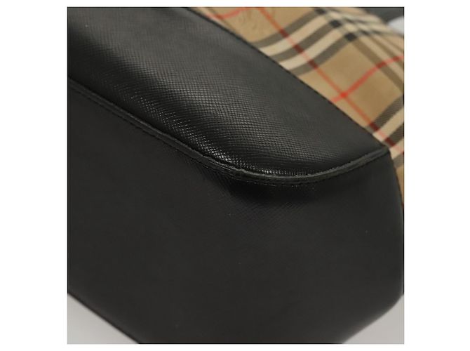 Autre Marque Bolsa de mão em lona bege com estampa Nova Check da Burberrys, dourada, autêntica BA1414 Dourado - vista 16